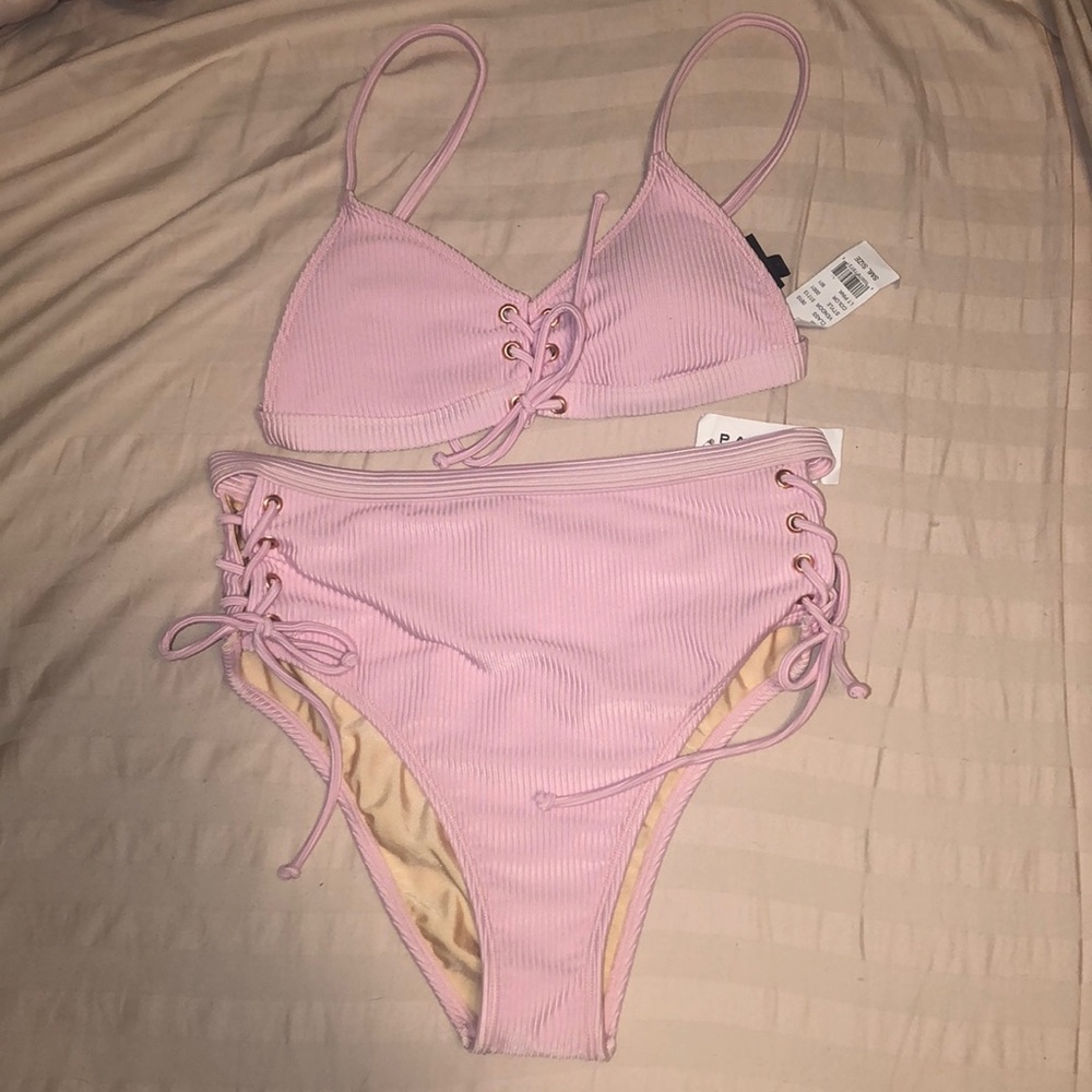 NWT Pink high waisted bikini set LA Hearts
